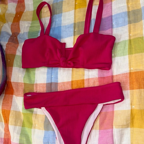 NWOT💖 Hot Pink High Waisted Women’s 2 pc Bikini Baithing  Suit 👙 size Large - Picture 5 of 7